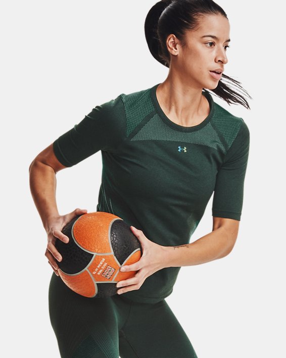 T-shirt à manches courtes UA RUSH™ Seamless pour femme, Green, pdpMainDesktop image number 3